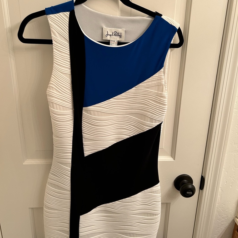 Women's Blue and Black Colorblock Dress